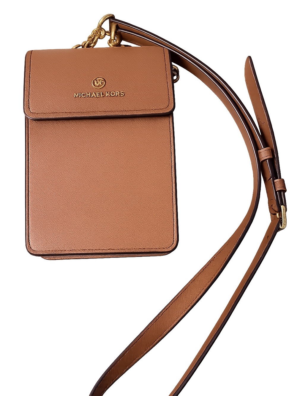 Michael Kors Cognac Leather Crossbody Phone Pouch